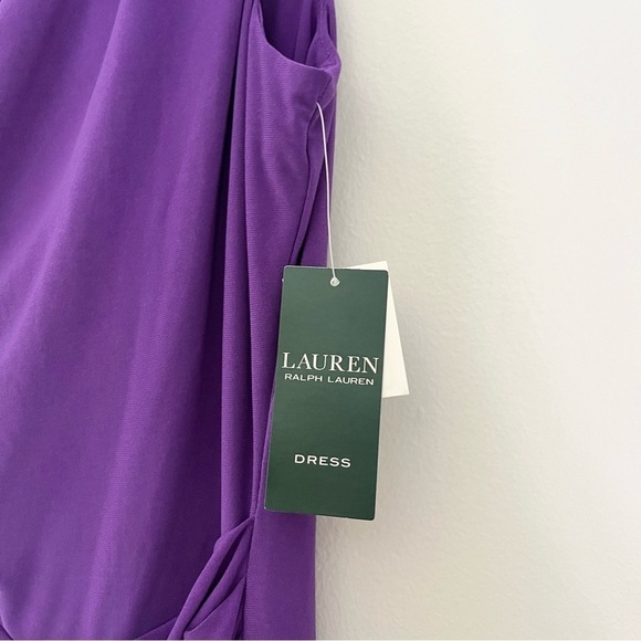 NWT Lauren Ralph Lauren Cowl Neck Cap Sleeve Knee Length Dress Purple Size 14 - Picture 7 of 9